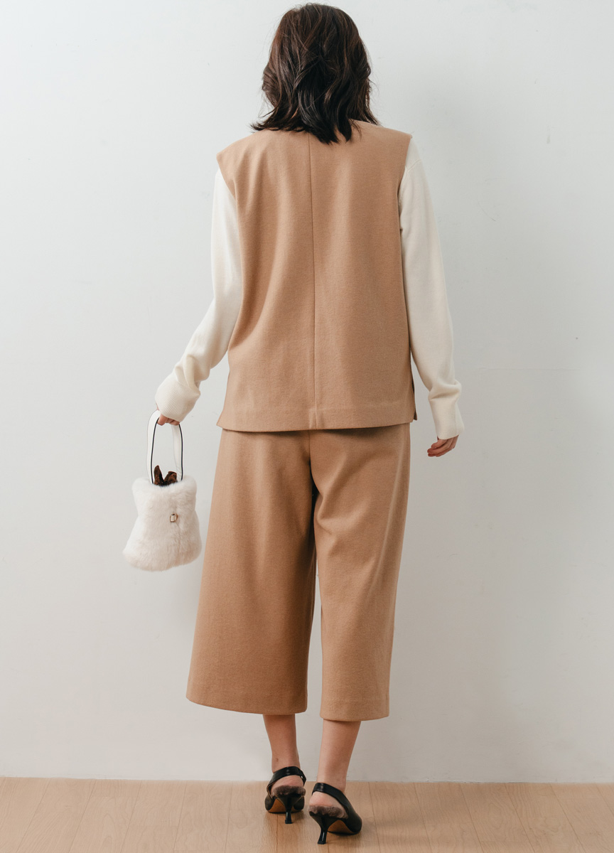 柔軟毛呢九分褲    